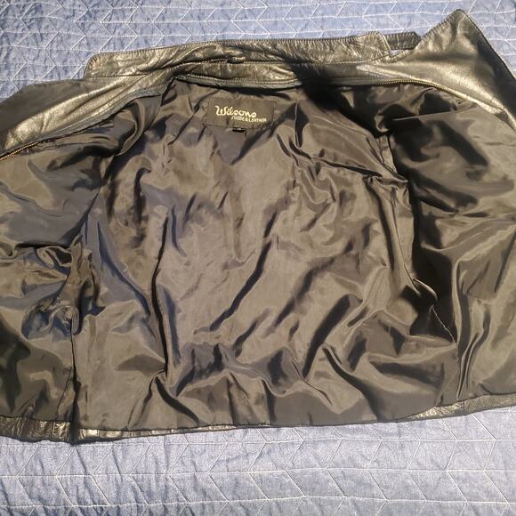 Vintage 90s Wilsons Leather Size 6 (10 )Black Cropped Moto Biker Jacket Zips - Picture 7 of 14